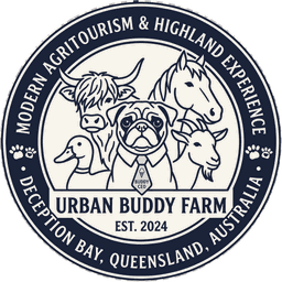 Urban Buddy Farm crest — modern agritourism and Highland experience, Deception Bay, Queensland